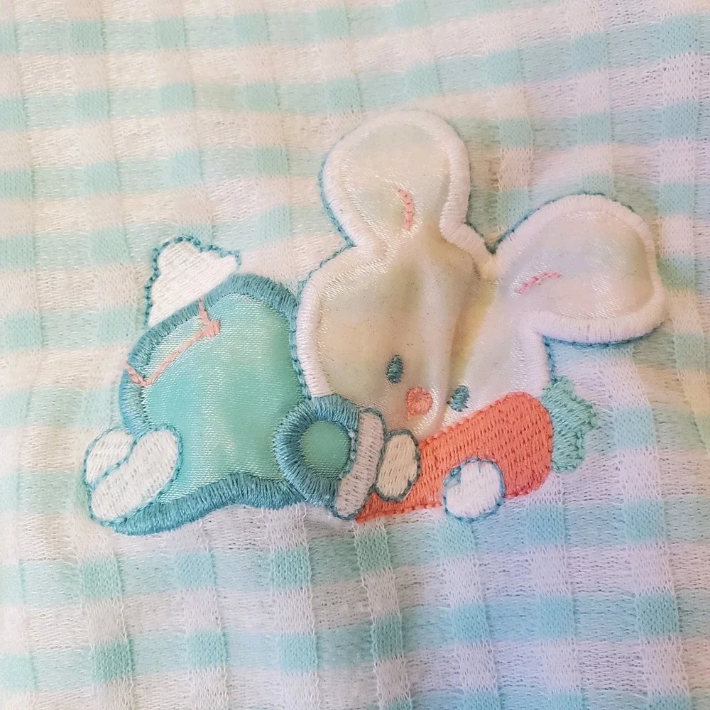Vintage‎ Babygro Striped Bunny Rabbit Easter Sleeper Made In Usa Size Small
